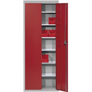 mauser Magazijnkast, zonder magazijnbakken, h x b x d = 1740 x 680 x 280 mm, tweekleurig, kastframe grijs, deuren rood, vanaf 3 stuks