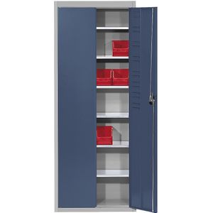 mauser Magazijnkast, zonder magazijnbakken, h x b x d = 1740 x 680 x 280 mm, tweekleurig, kastframe grijs, deuren blauw