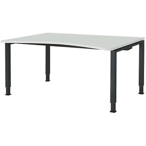 mauser Vrijvormtafel, in hoogte verstelbaar, viervoets-onderstel, breedte 1600 mm, lichtgrijs / antracietgrijs