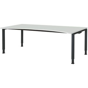 mauser Vrijvormtafel, in hoogte verstelbaar, viervoets-onderstel, breedte 2000 mm, lichtgrijs / antracietgrijs