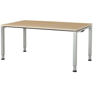 mauser Rechthoekige tafel, voetvorm van vierkante buis, h x b x d = 650 - 850 x 1600 x 800 mm, tafelblad kunststof gecoat, blad ahornhoutdecor, onderstel aluminiumkleurig