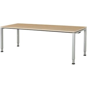 Rechthoekige tafel, voetvorm van vierkante buis, h x b x d = 650 - 850 x 2000 x 800 mm, tafelblad kunststof gecoat mauser