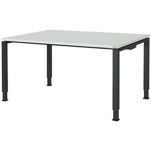 mauser Rechthoekige tafel, voetvorm van vierkante buis, h x b x d = 650 - 850 x 1600 x 900 mm, tafelblad kunststof gecoat, blad lichtgrijs, onderstel antracietgrijs