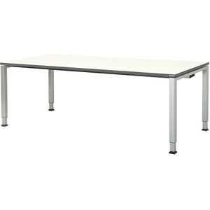 Rechthoekige tafel, voetvorm van vierkante buis, h x b x d = 650 - 850 x 2000 x 900 mm, tafelblad kunststof gecoat mauser