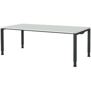 Rechthoekige tafel, voetvorm van vierkante buis, h x b x d = 650 - 850 x 2000 x 900 mm, tafelblad kunststof gecoat mauser
