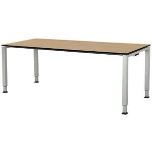 Rechthoekige tafel, voetvorm van vierkante buis, h x b x d = 650 - 850 x 1800 x 800 mm, blad met massieve kern mauser