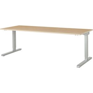 mauser Rechthoekige tafel, C-voet, b x d = 2000 x 800 mm, blad ahornhoutdecor, onderstel aluminiumkleurig