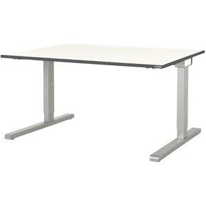 mauser Rechthoekige tafel, C-voet, b x d = 1600 x 900 mm, blad wit, onderstel aluminiumkleurig
