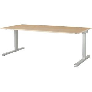 mauser Rechthoekige tafel, C-voet, b x d = 2000 x 900 mm, blad ahornhoutdecor, onderstel aluminiumkleurig