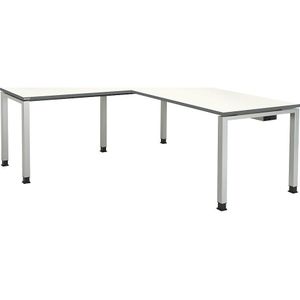 Bureautafel, aaneengeschakeld, voet van vierkante / rechthoekige buis, h x b x d = 680 - 760 x 1800 x 800 mm, hoekaanzet links (breedte 1000 mm)