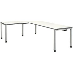 Bureautafel, aaneengeschakeld, voet van vierkante / rechthoekige buis, h x b x d = 680 - 760 x 2000 x 800 mm, hoekaanzet links (breedte 1000 mm)