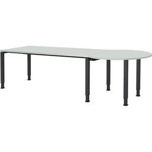 mauser Rechthoekige tafel, b x d = 1800 x 800 mm, halve ronding rechts, blad lichtgrijs, onderstel antracietgrijs