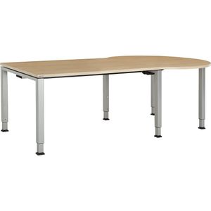 mauser Rechthoekige tafel, hoogte 650 - 850 mm, met ballonaanzet, b x d = 1600 x 900 mm, ahornhoutdecor / aluminiumzilver, ballonaanzet rechts