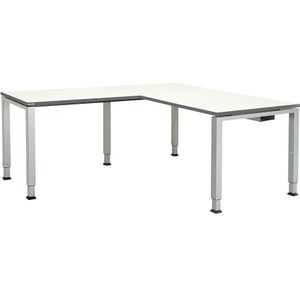 Bureautafel, aaneengeschakeld, voet van vierkante / rechthoekige buis, h x b x d = 650 - 850 x 1600 x 800 mm, hoekaanzet links (breedte 1000 mm)