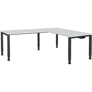 Bureautafel, aaneengeschakeld, voet van vierkante / rechthoekige buis, h x b x d = 650 - 850 x 1600 x 800 mm, hoekaanzet links (breedte 1200 mm)