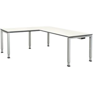 Bureautafel, aaneengeschakeld, voet van vierkante / rechthoekige buis, h x b x d = 650 - 850 x 1800 x 800 mm, hoekaanzet links (breedte 1000 mm)
