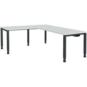 Bureautafel, aaneengeschakeld, voet van vierkante / rechthoekige buis, h x b x d = 650 - 850 x 1800 x 800 mm, hoekaanzet links (breedte 1000 mm)