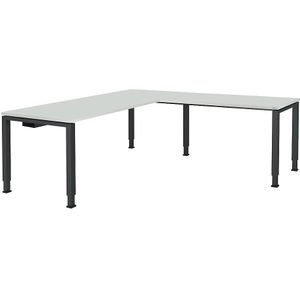 Bureautafel, aaneengeschakeld, voet van vierkante / rechthoekige buis, h x b x d = 650 - 850 x 1800 x 800 mm, hoekaanzet rechts (breedte 1200 mm)