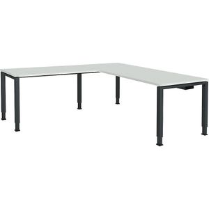 Bureautafel, aaneengeschakeld, voet van vierkante / rechthoekige buis, h x b x d = 650 - 850 x 1800 x 800 mm, hoekaanzet links (breedte 1200 mm)