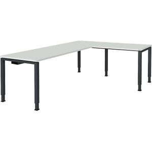 Bureautafel, aaneengeschakeld, voet van vierkante / rechthoekige buis, h x b x d = 650 - 850 x 2000 x 800 mm, hoekaanzet rechts (breedte 1000 mm)