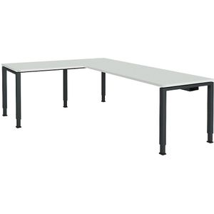 Bureautafel, aaneengeschakeld, voet van vierkante / rechthoekige buis, h x b x d = 650 - 850 x 2000 x 800 mm, hoekaanzet links (breedte 1000 mm)