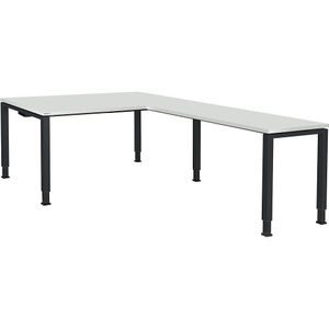Bureautafel, aaneengeschakeld, voet van vierkante / rechthoekige buis, h x b x d = 650 - 850 x 1600 x 900 mm, hoekaanzet rechts (breedte 1200 mm)