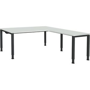 Bureautafel, aaneengeschakeld, voet van vierkante / rechthoekige buis, h x b x d = 650 - 850 x 1800 x 900 mm, hoekaanzet rechts (breedte 1000 mm)
