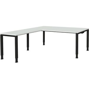Bureautafel, aaneengeschakeld, voet van vierkante / rechthoekige buis, h x b x d = 650 - 850 x 1800 x 900 mm, hoekaanzet links (breedte 1000 mm)