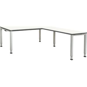 Bureautafel, aaneengeschakeld, voet van vierkante / rechthoekige buis, h x b x d = 650 - 850 x 1800 x 900 mm, hoekaanzet rechts (breedte 1200 mm)