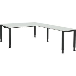 Bureautafel, aaneengeschakeld, voet van vierkante / rechthoekige buis, h x b x d = 650 - 850 x 1800 x 900 mm, hoekaanzet rechts (breedte 1200 mm)