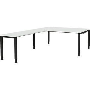 Bureautafel, aaneengeschakeld, voet van vierkante / rechthoekige buis, h x b x d = 650 - 850 x 1800 x 900 mm, hoekaanzet links (breedte 1200 mm)