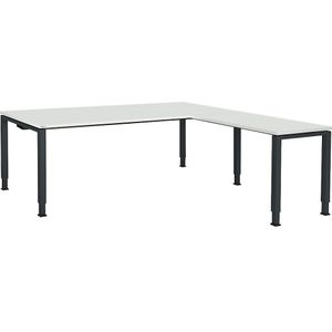 Bureautafel, aaneengeschakeld, voet van vierkante / rechthoekige buis, h x b x d = 650 - 850 x 2000 x 900 mm, hoekaanzet rechts (breedte 1000 mm)