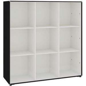 mauser Open stelling, 3 x 3 vakken, diepzwart/signaalwit