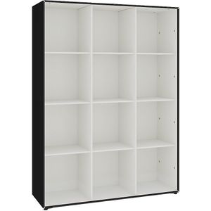 mauser Open stelling, 3 x 4 vakken, diepzwart/signaalwit