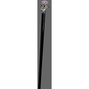 Gehstock Knaufstock doodskop strass kleur zwart materiaal beuken lengte 92cm belastbaar tot 100kg