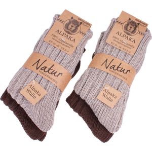 BRUBAKER - Wollen Alpaca Sokken - Bruin - 4 Paar - Thermosokken - Warme Sokken