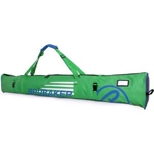 BRUBAKER Carver Champion - Skitas - Voor 1 paar Ski's & Stokken - Gevoerd - Zware Kwaliteit - Scheurvast - Skihoes - Verstelbare draag/schouderbanden- 170 cm - Groen Blauw