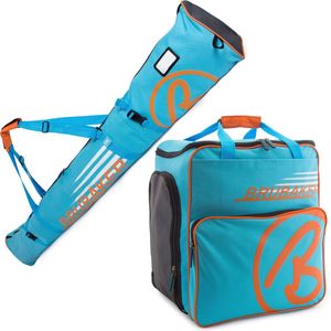 BRUBAKER Combi Set Champion - Limited Edition - Skitas and Skischoen tas voor 1 paar ski tot 170 cm + spullen + schoenen + helmblauw oranje 170 cm Blauw/oranje