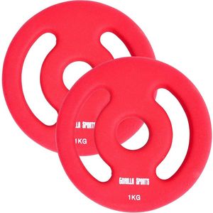 Vinyl halterschijven set 2 x 1 kg rood