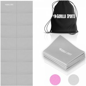 Gorilla Sports Yogamat - Opvouwbaar - Inclusief opbergtas - Grijs