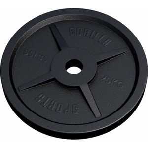 Gorilla Sports Gewichtsschijf - Olympisch - Halterschijf - 25 kg - Gietijzer Zwart - 50 mm