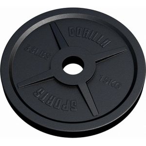 Gorilla Sports Halterschijven Set - Bundel - 30 kg (2 x 15 kg) - Gietijzer - Zwart - 50 mm