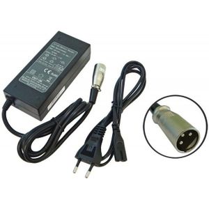 vhbw Oplader voor Li-Ion-accu's van e-bikes, e-bike/aansluiting via rond stopcontact, compatibel met Prophete 3-polige stekker