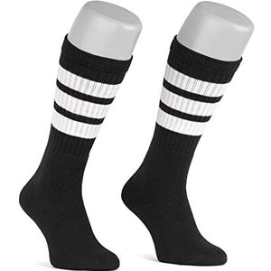 skatersocks 19 inch gestreepte dames sokken kniekousen kuithoge heren retro tube sokken zwart - wit gestreept