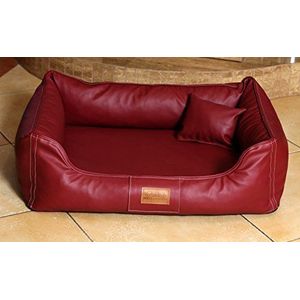 tierlando® Orthopedisch hondenbed Maddox kunstleer, hondensofa, middelgroot, grote honden, hondensofa, hondenmand XL XXL, maat: MO3-LL 80 cm, kleur: 04 bordeaux