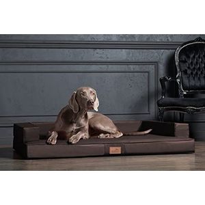 tierlando® Orthopedisch design hondenbank Gibson VISCO kunstleer kubische vorm (GI4- L 100cm, 01 bruin)
