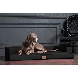 tierlando® Orthopedisch design hondenbank Gibson Visco kunstleer kubische vorm (GI4- L 100cm, 03 zwart)