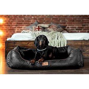 tierlando Orthopedisch hondenbed, vintage fluweel, wasbaar, vintage stijl, antieke stijl, 03 zwart, antraciet, AB4 | 100 x 75 cm (binnenzijde 70 x 45 cm)