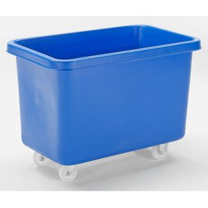 Rechthoekige bak van polyethyleen, verrijdbaar, inhoud 340 liter, blauw