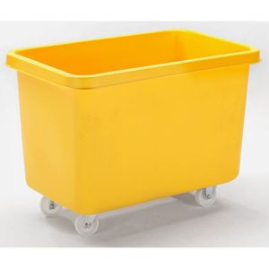 Rechthoekige bak van polyethyleen, verrijdbaar, inhoud 340 liter, geel